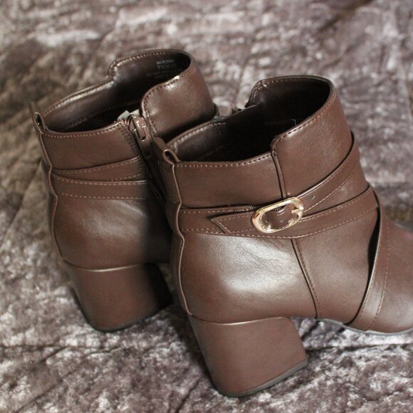 Kelly & Katie Brown Ankle Boots with Gold Side Buckle - Picture 7 of 16